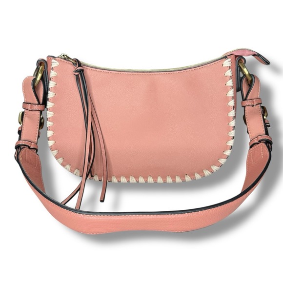 New Sondra Roberts Vegan Leather Tote Shoulder Bag Top Handle‎ Pink Whipstitch - Picture 3 of 11
